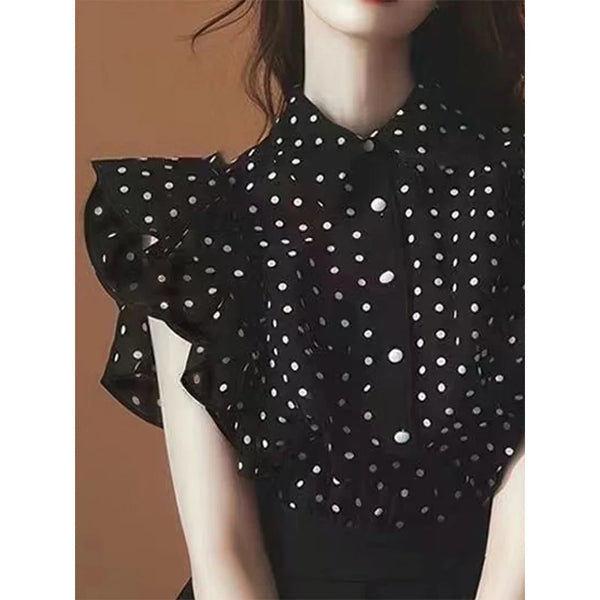 Harlow Polka Dot Short-Sleeve Blouse One-piece