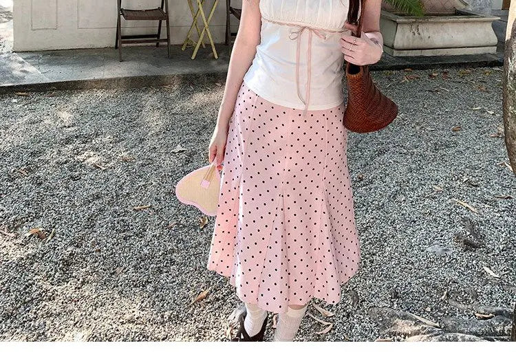 Colette Polka Dot Pleated A-Line Midi Skirt One-piece