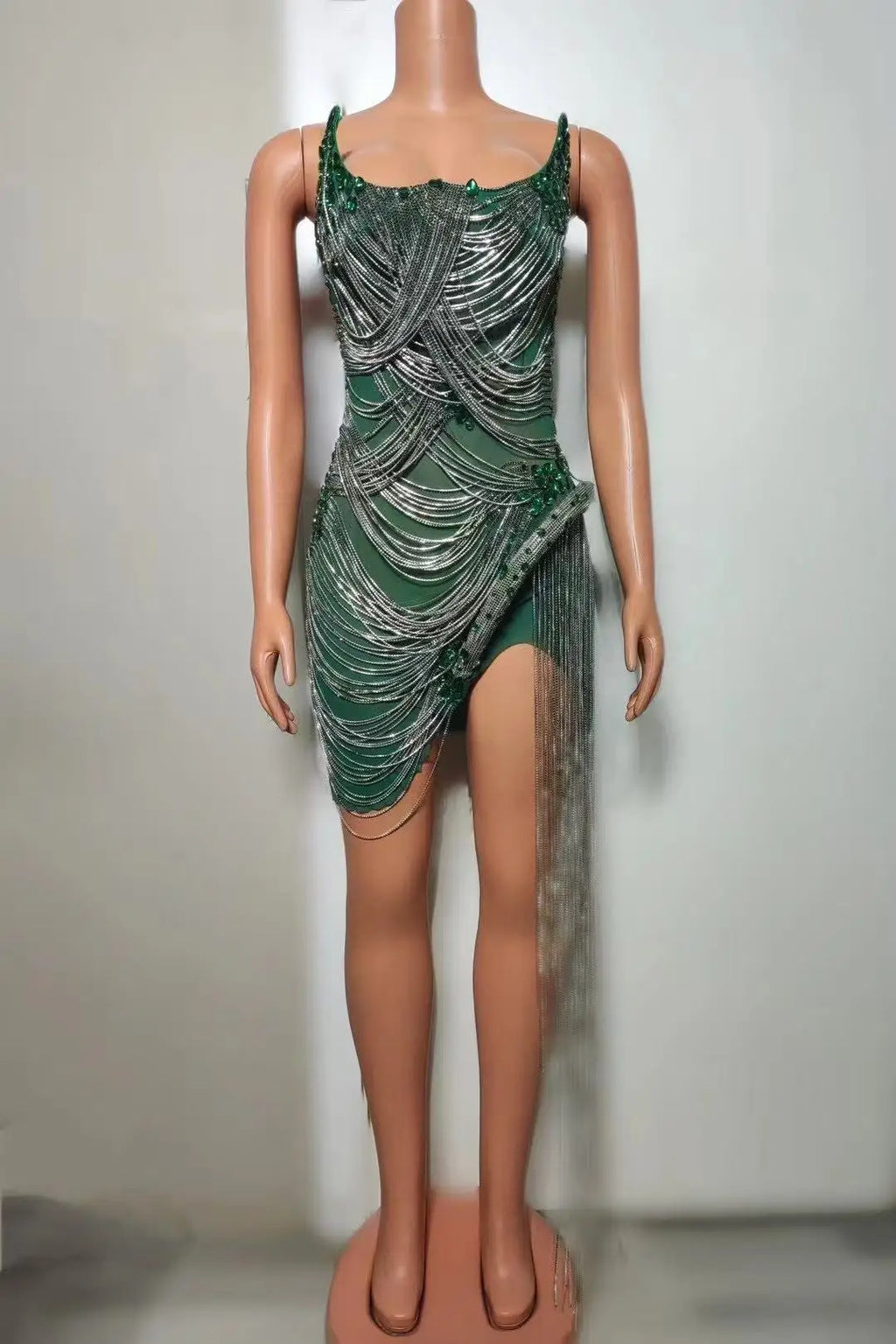 Estelle Rhinestone Knee-Length Performance Dress