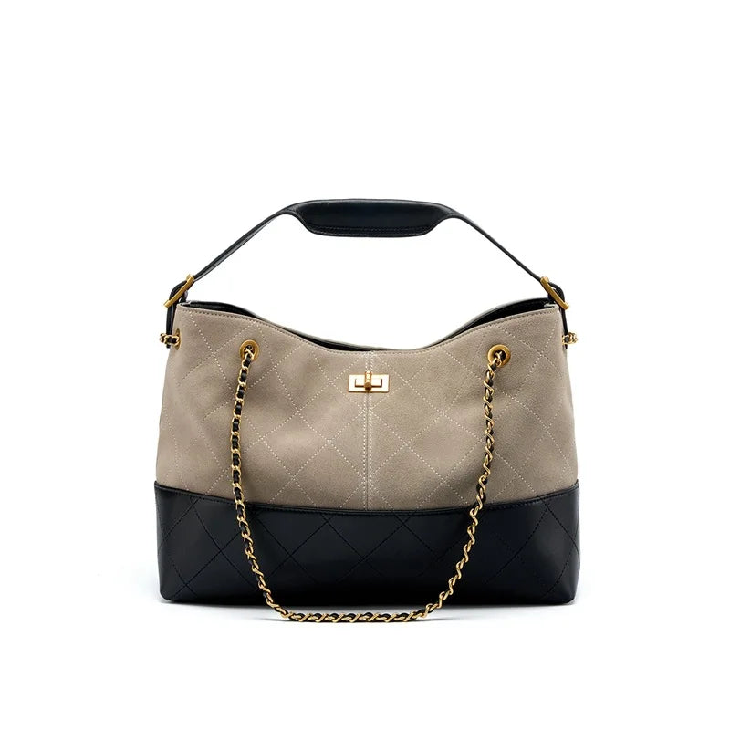 Verona Diamond-Quilt Leather Tote