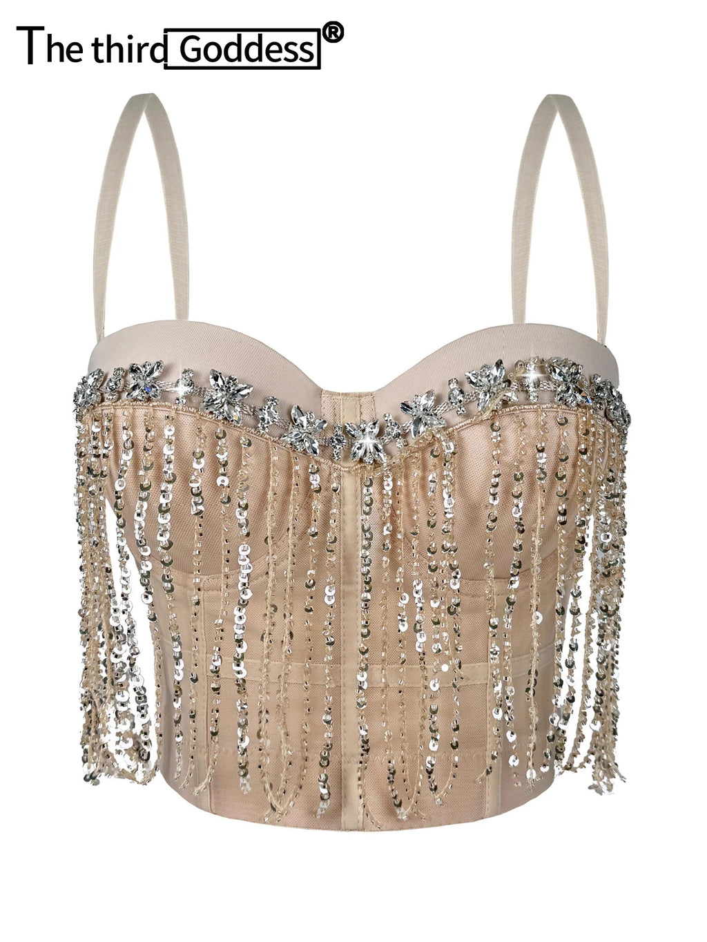 Dahliana Sequin Rhinestone Corset Crop Top