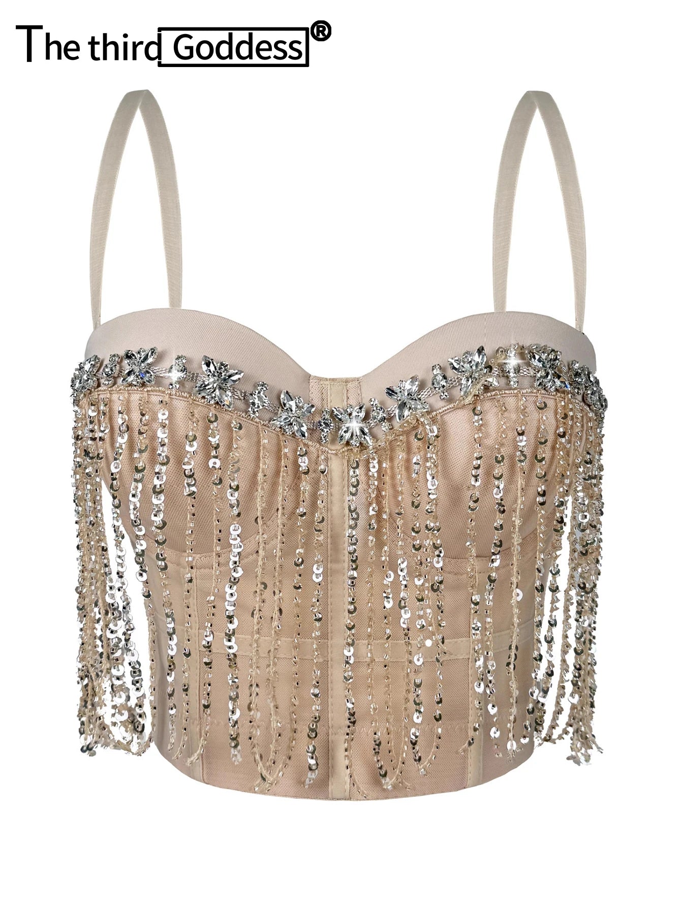 Dahliana Sequin Rhinestone Corset Crop Top Main image