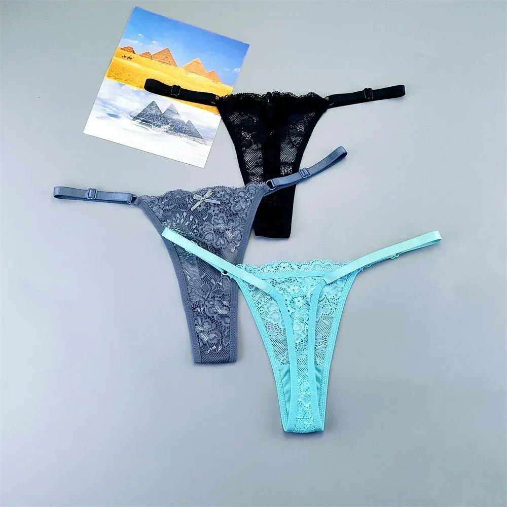 Celestine Adjustable Lace Thong Pack Lingerie 3-piece