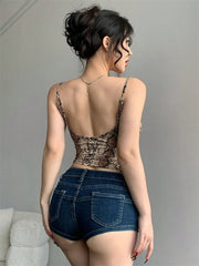 Luna Viper Print Spaghetti Strap Crop Top One-piece