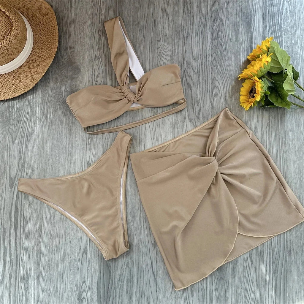 Ariella One-Shoulder Bikini Three-piece