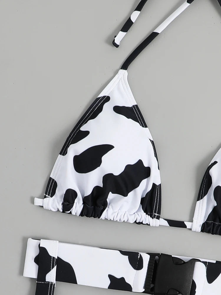 Savannah Cow-Print Lace-Up Bikini Two-piece