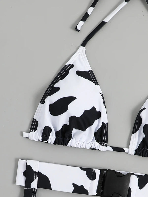 Savannah Cow-Print Lace-Up Bikini Two-piece