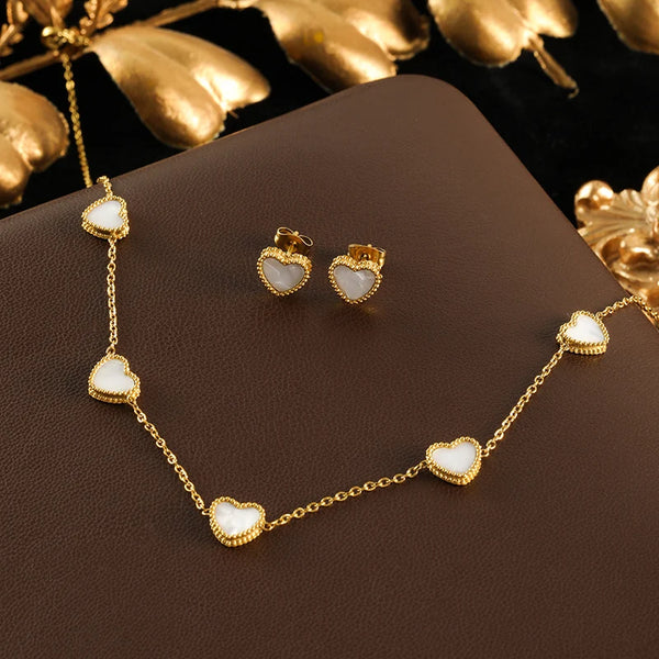 Amora White Heart Stainless-Steel Jewelry Collection