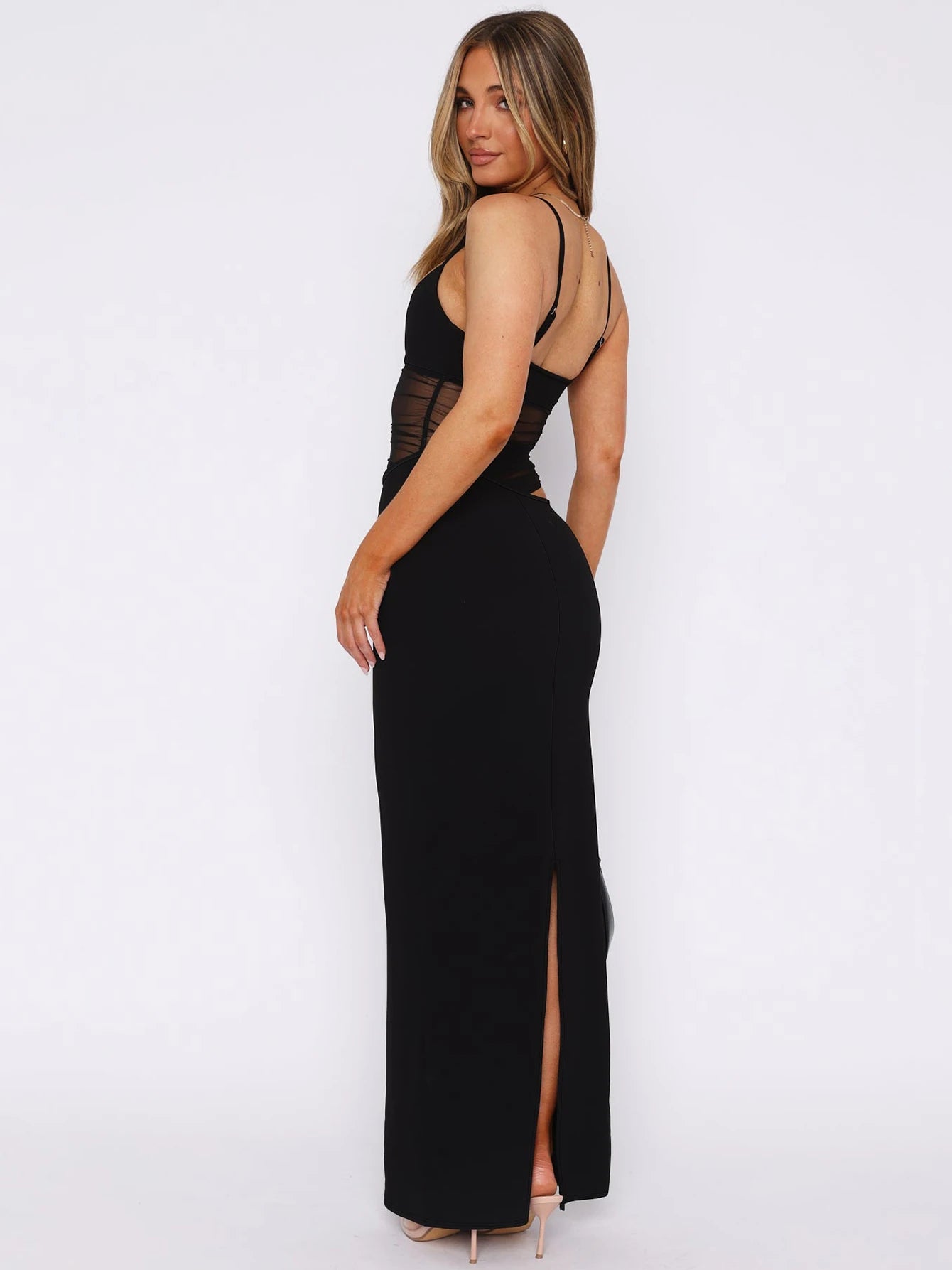 Nocturne Sheer-Mesh Cami Bodycon Maxi Dress Secondary image