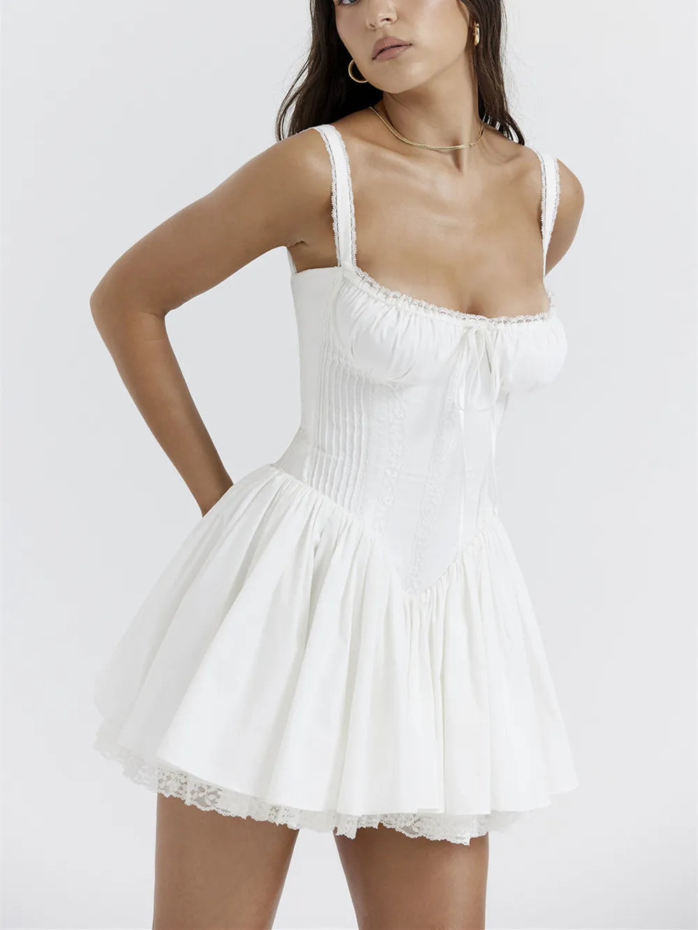 Tara Off-Shoulder Tie-Front A-Line Mini Dress