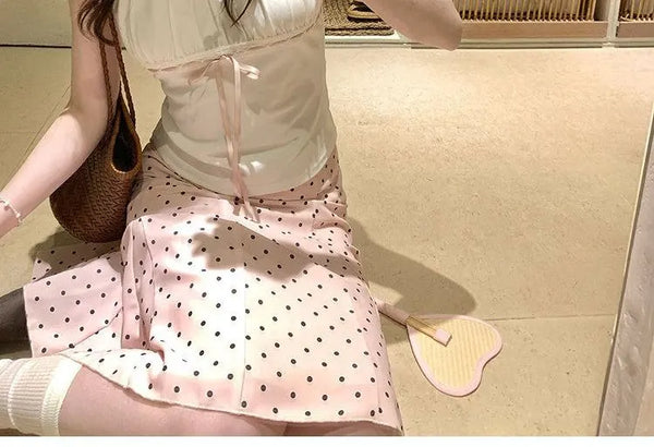 Colette Polka Dot Pleated A-Line Midi Skirt One-piece