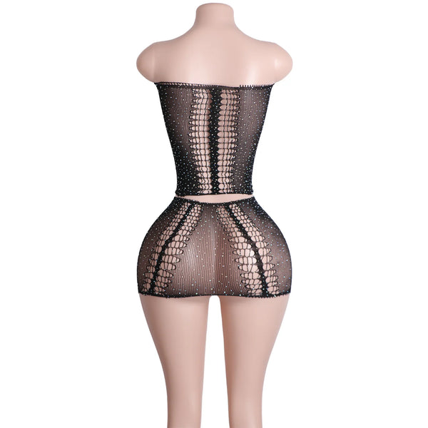 Eclipse Mirage Fishnet Rhinestone Lingerie Two-piece