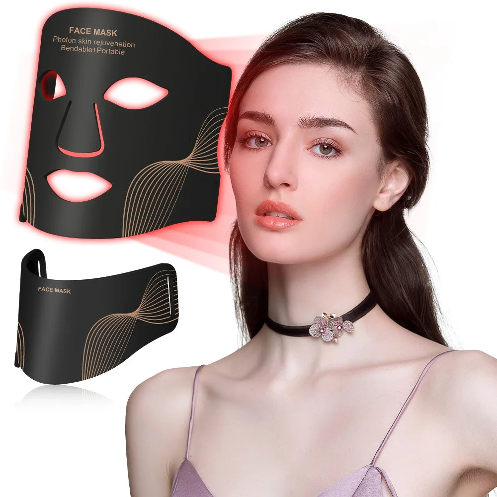 7 Color LED Face Mask with Neck Wireless Portable Red Light Therapy for Anti-Aging, Wrinkles, Skin Rejuvenation, Home Use Main image