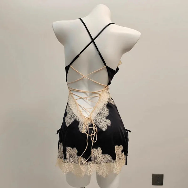 Farrah Lace Satin Nightgown One-piece