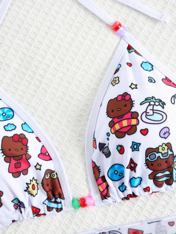 Mimi Cartoon Cat Bikini Three-piece