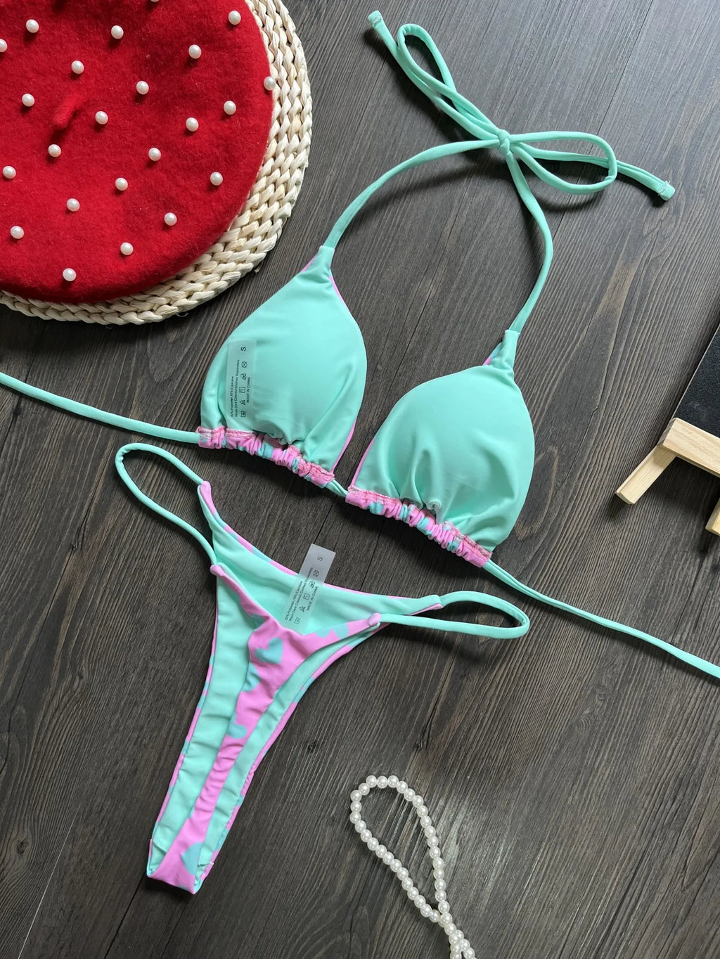 Amora Love-Print Backless Bikini Two-piece