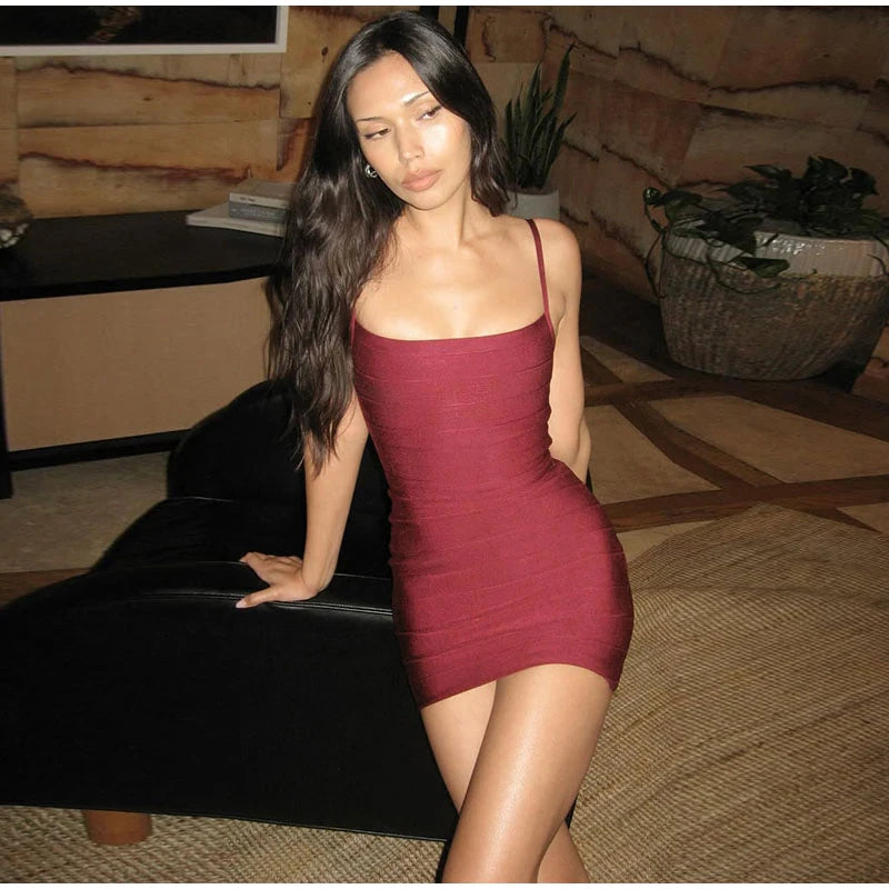 Brielle Ribbed Bandage Mini Dress