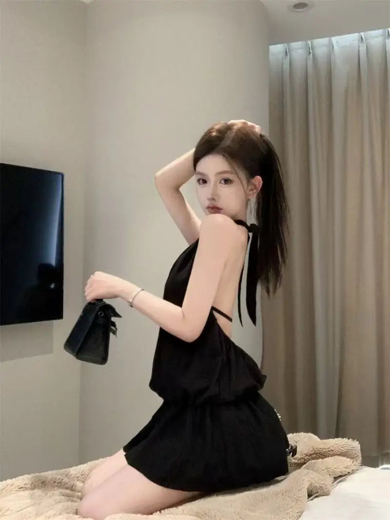 Amelie Halter Backless Fit-and-Flare Mini Dress