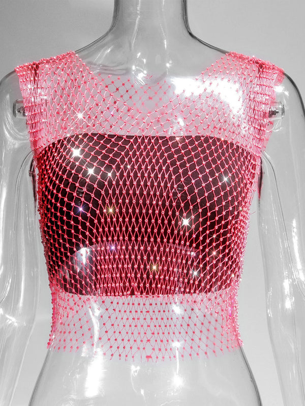 Naomi Rhinestone Mesh Festival Top
