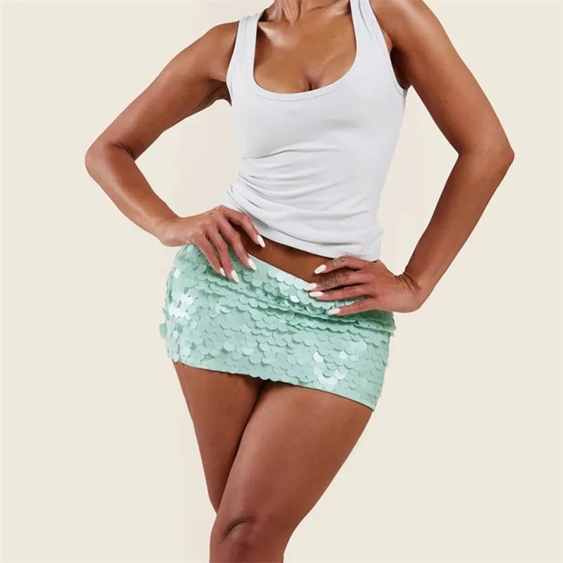 Rumi Sequin Low-Waist Bodycon Mini Skirt