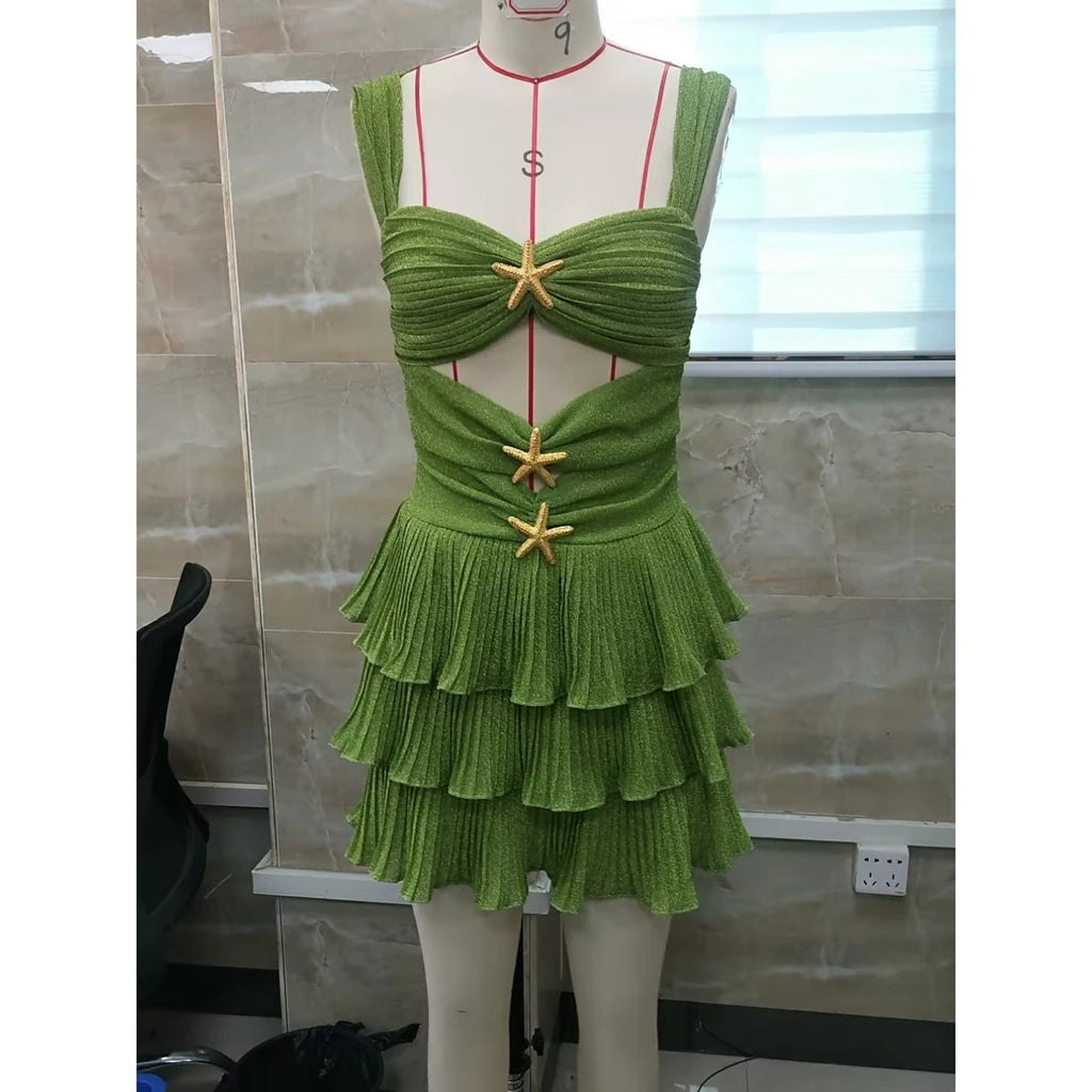Marina Starfish Off-Shoulder Ruffle Mini Dress