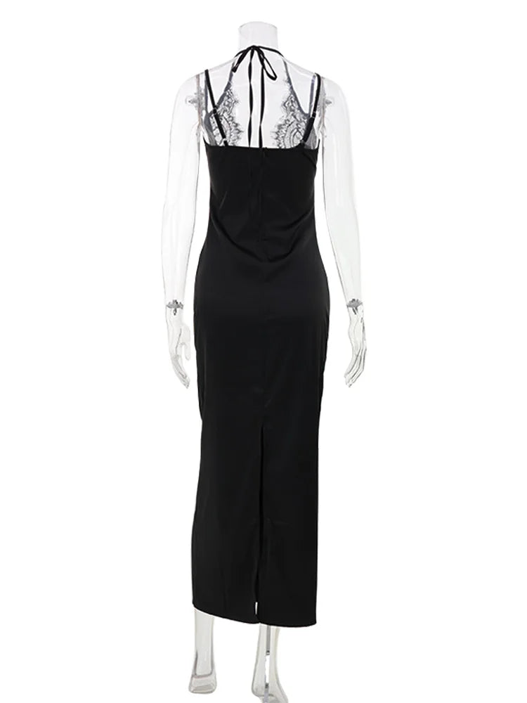 Lisandra Lace-Trim Satin Cami Slip Maxi Dress