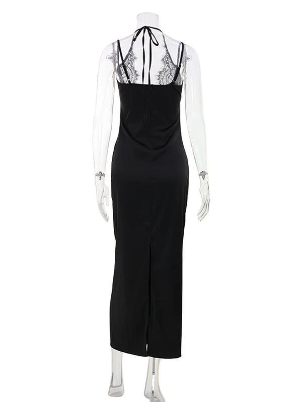 Lisandra Lace-Trim Satin Cami Slip Maxi Dress