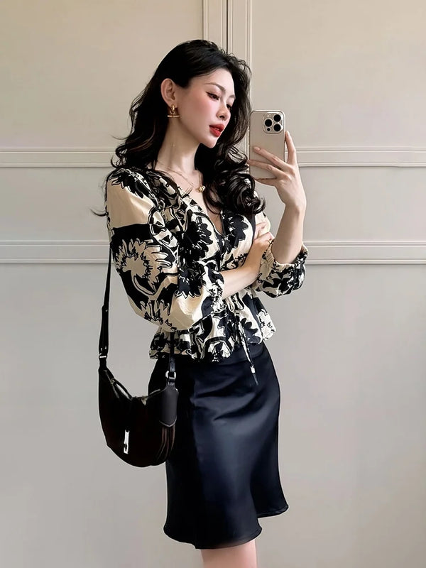 Nessa Bodycon Printed Midi Skirt Set Two-piece