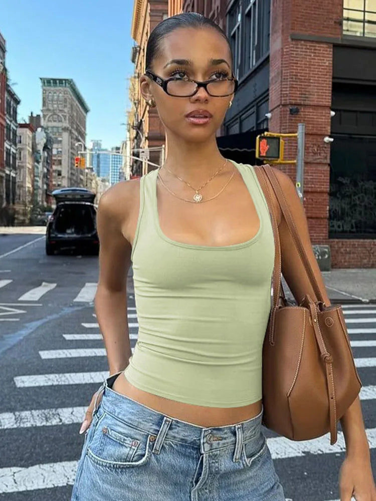 Nadia Square-Neck Bodycon Crop Tank Top One-piece