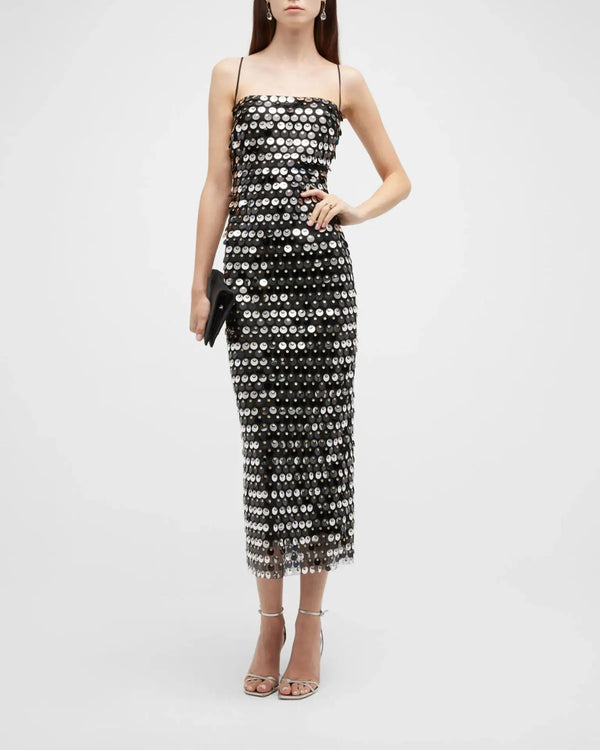 Sofia Sequin Spaghetti Strap Bodycon Maxi Dress