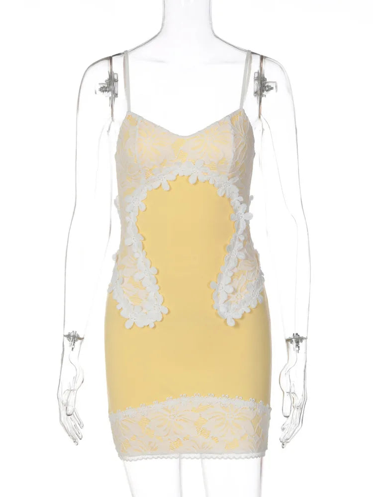 Lyra Lace Patchwork Bodycon Mini Dress