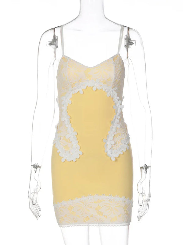 Lyra Lace Patchwork Bodycon Mini Dress