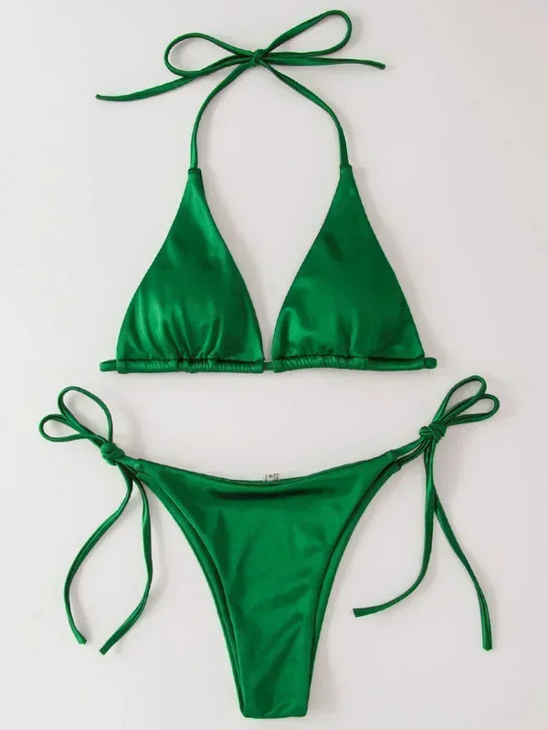 Valentina Metallic Wrap Halter Bikini Two-piece