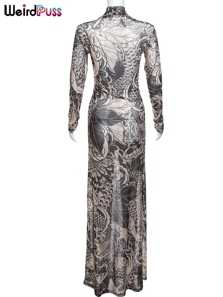 Jenny Midnight Dragon Long Sleeve Maxi Dress