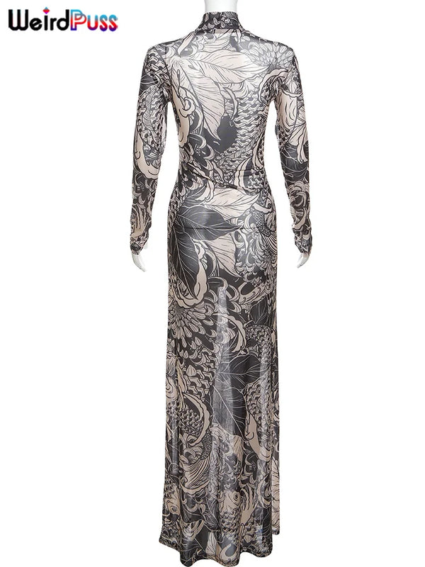 Jenny Midnight Dragon Long Sleeve Maxi Dress