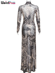 Jenny Midnight Dragon Long Sleeve Maxi Dress