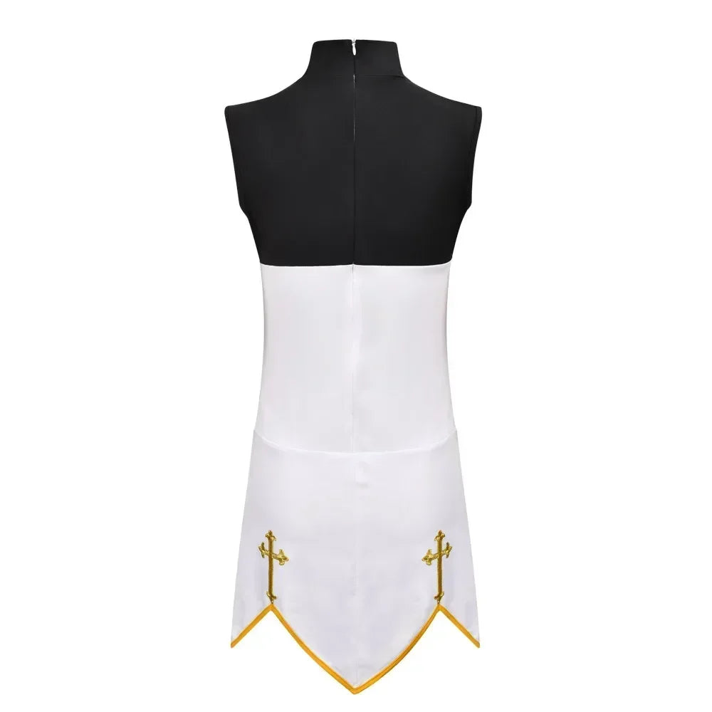Benedetta Nun Cosplay Costume Set with Headpiece, Gloves & Stockings