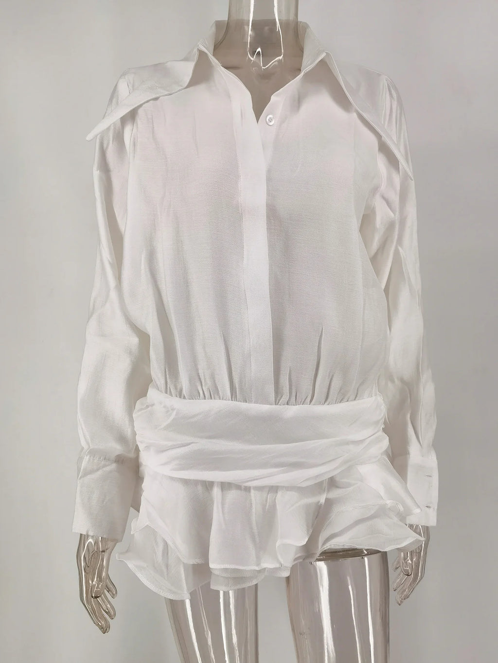 Celestia Sheer Chiffon Shirt Mini Dress