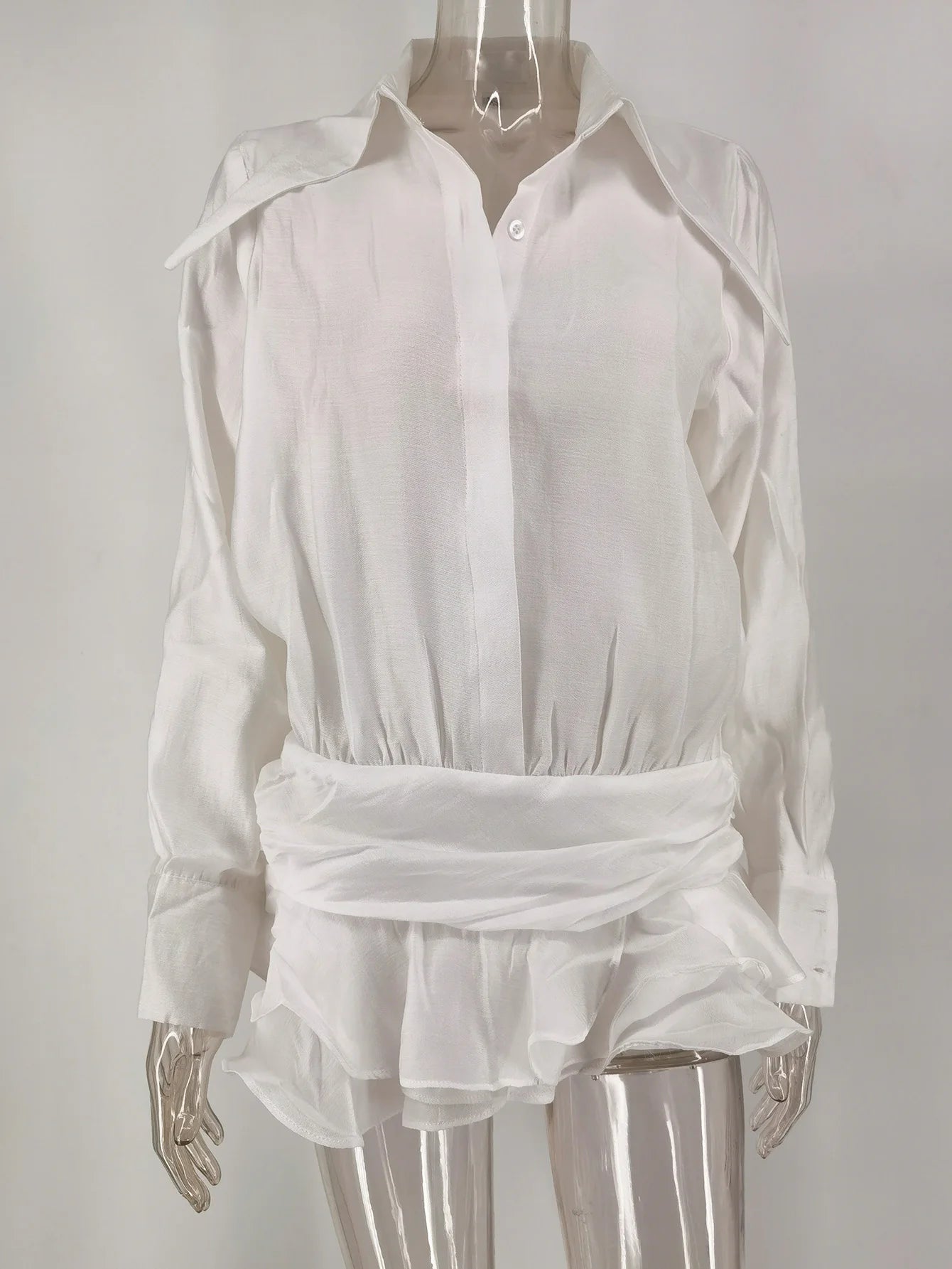 Celestia Sheer Chiffon Shirt Mini Dress