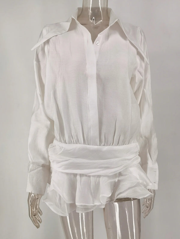 Celestia Sheer Chiffon Shirt Mini Dress