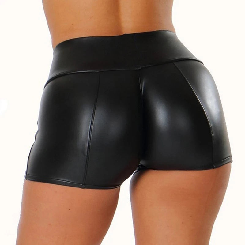 Veda High-Waist PU Leather Shorts One-piece