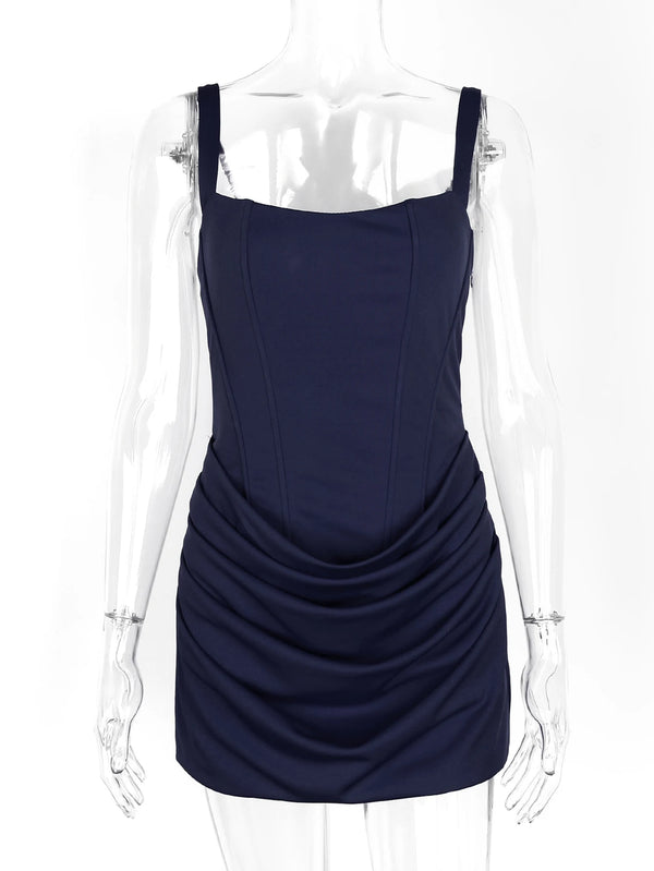 Alina Ruched Backless Spaghetti-Strap Mini Dress
