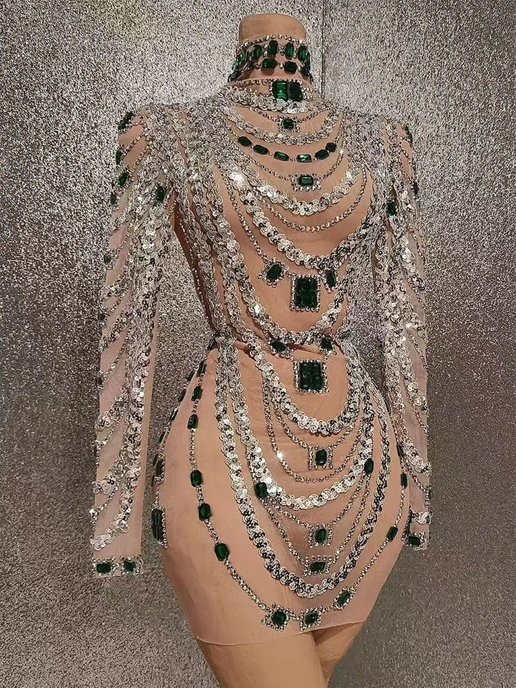 Celeste Rhinestone Strapless Wrap Mini Dress Main image
