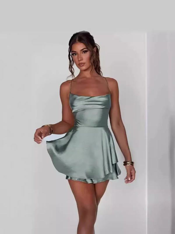 Giselle Tatting Backless Suspender Mini Dress