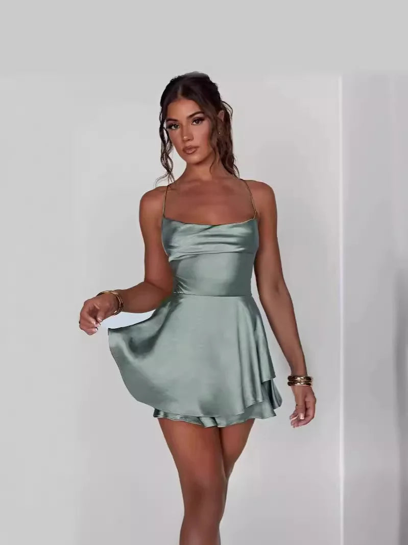 Estelle Backless Suspender Mini Dress