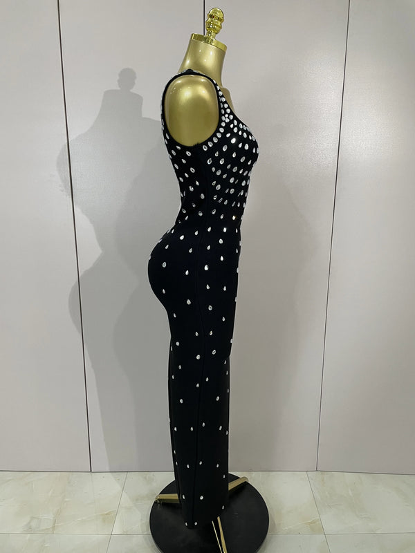 Tahlia Diamond Square-Neck Bandage Maxi Dress