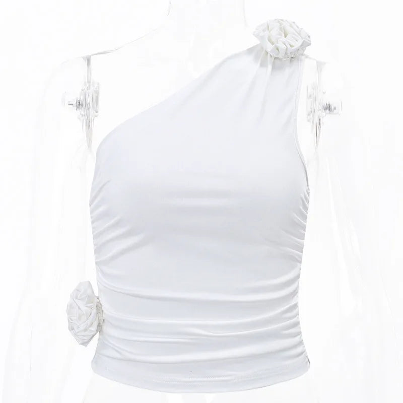 Ilaria Floral Appliqué Ruched Crop Top One-piece