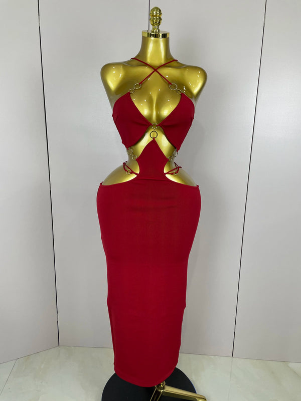 Helena Asymmetrical Cutout Bodycon Maxi Dress