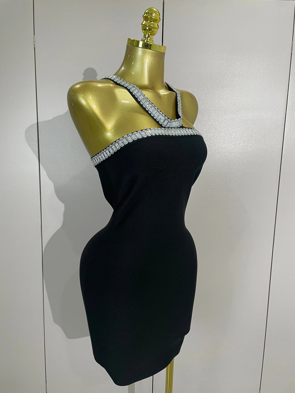 Valentina Black Sequin Backless Bodycon Mini Dress