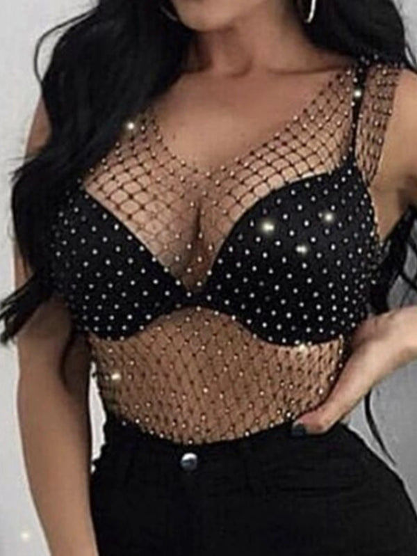Naomi Rhinestone Mesh Festival Top